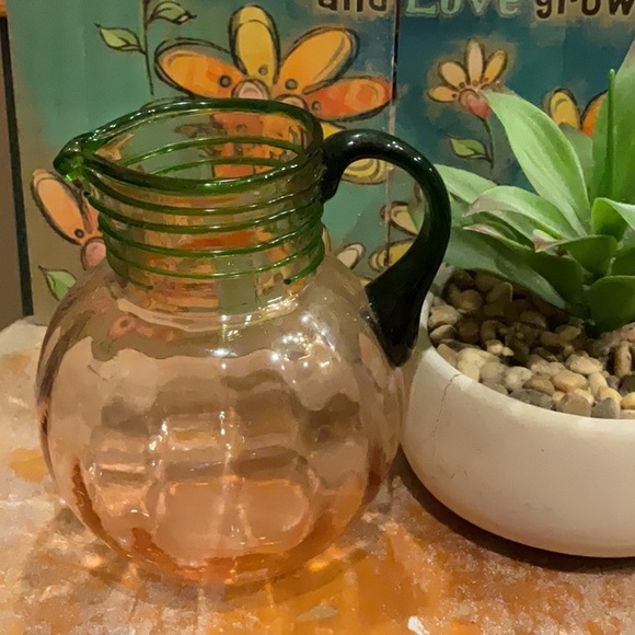 Gorgeous art deco colorful clear glass pitcher - Picture 3 of 8